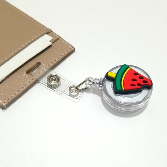Watermelon Design Retractable Badge Holder Clip on and Snap Closure - Picture 1 of 4
